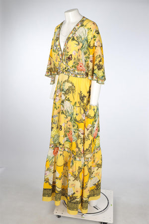 CAMILLA YELLOW SILK MAXI DRESS MEDIUM