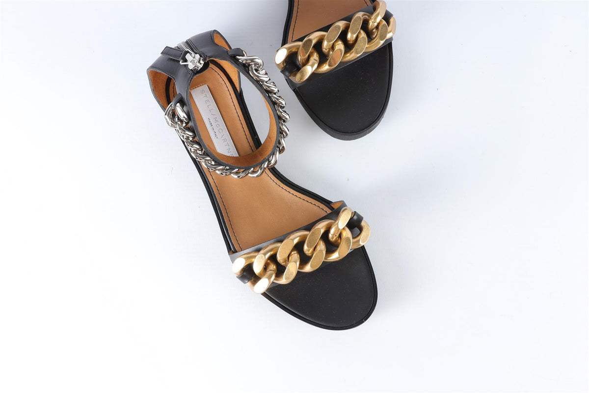 STELLA MCCARTNEY BLACK FAUX LEATHER SANDALS EU 38 UK 5 US 8