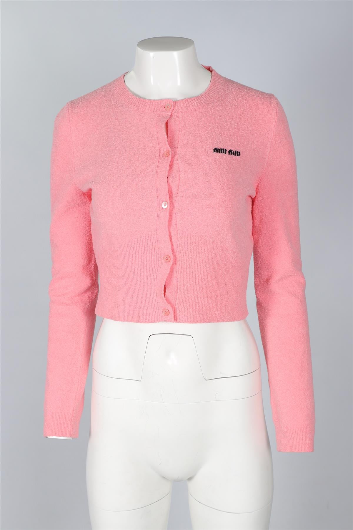 MIU MIU PINK COTTON CARDIGAN IT 42 UK 10