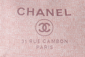 CHANEL PINK 2017-2018 DEAUVILLE MEDIUM FABRIC TOTE BAG