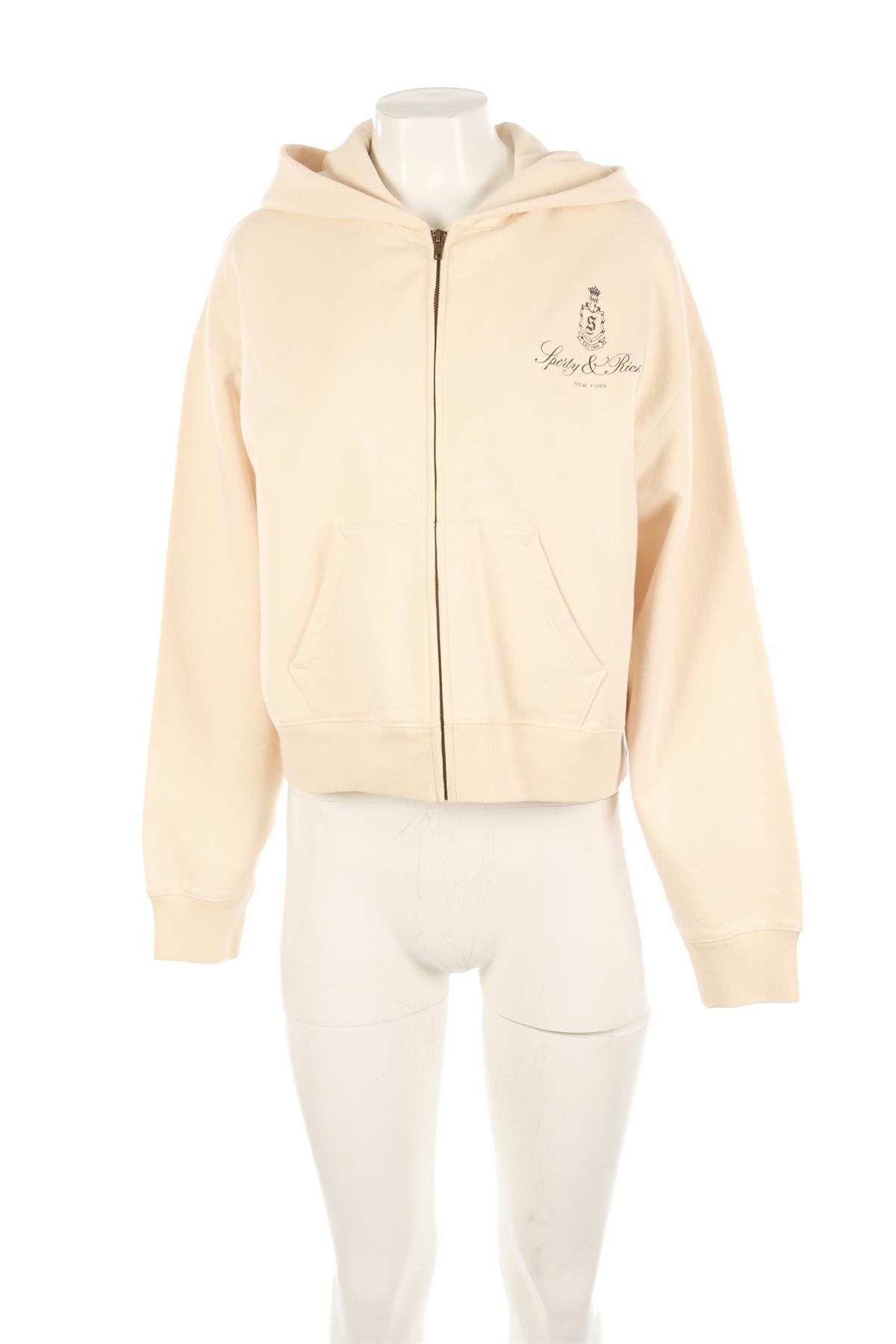 SPORTY & RICH CREAM COTTON HOODIE LARGE