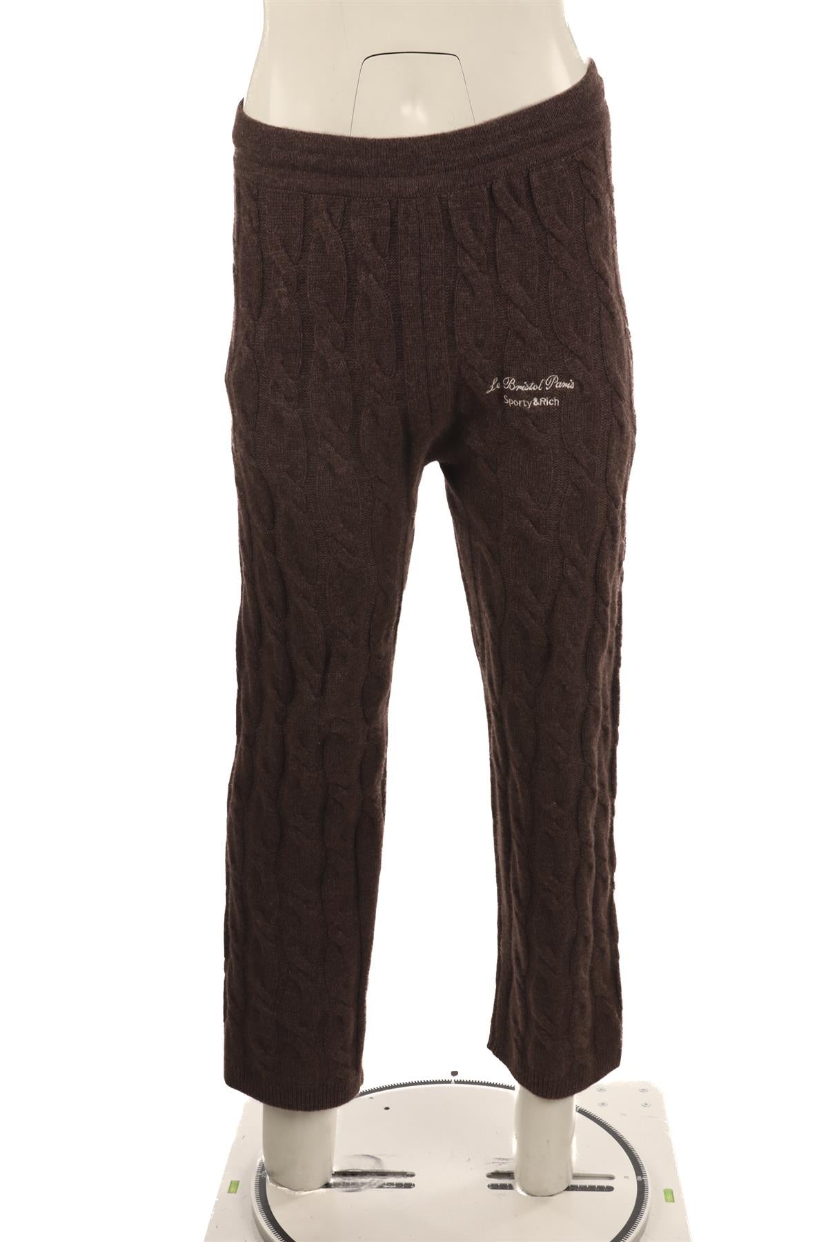 SPORTY & RICH BROWN CASHMERE STRAIGHT LEG PANTS SMALL