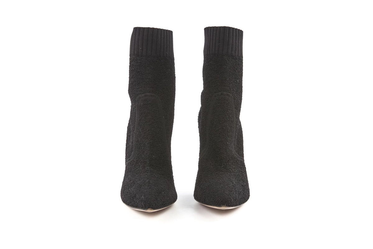 GIANVITO ROSSI BLACK KNIT ANKLE BOOTS EU 39 UK 6 US 9