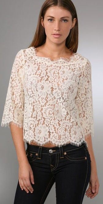 JOIE ELVIA LACE TOP MEDIUM