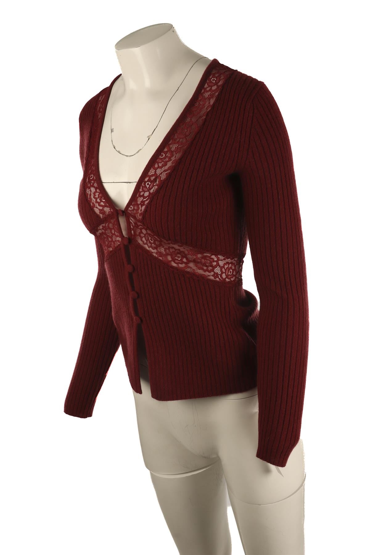 REFORMATION BURGUNDY CASHMERE CARDIGAN SMALL
