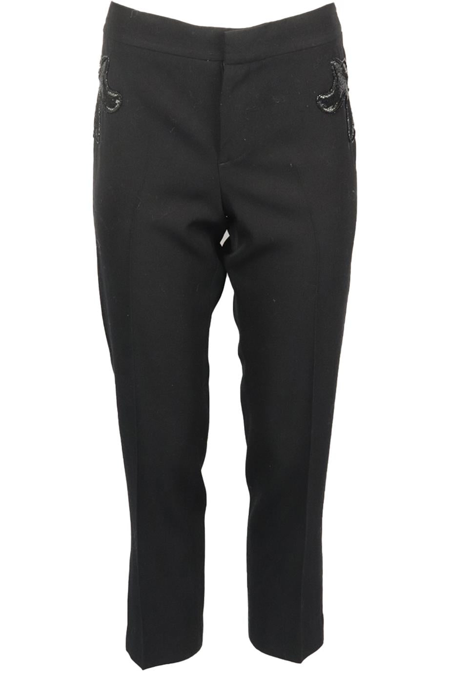 LOUIS VUITTON EMBELLISHED WOOL STRAIGHT LEG PANTS FR 40 UK 12