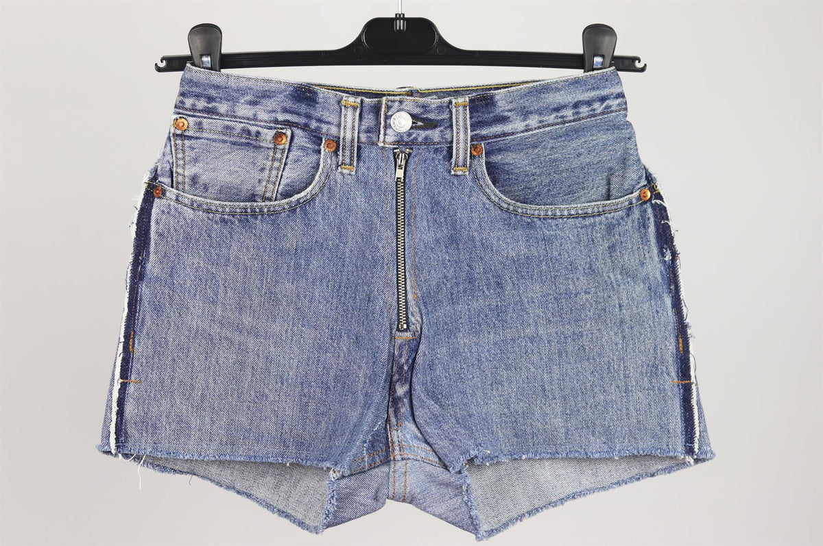 RE/DONE DISTRESSED HIGH WAISTED DENIM SHORTS W24 UK 6