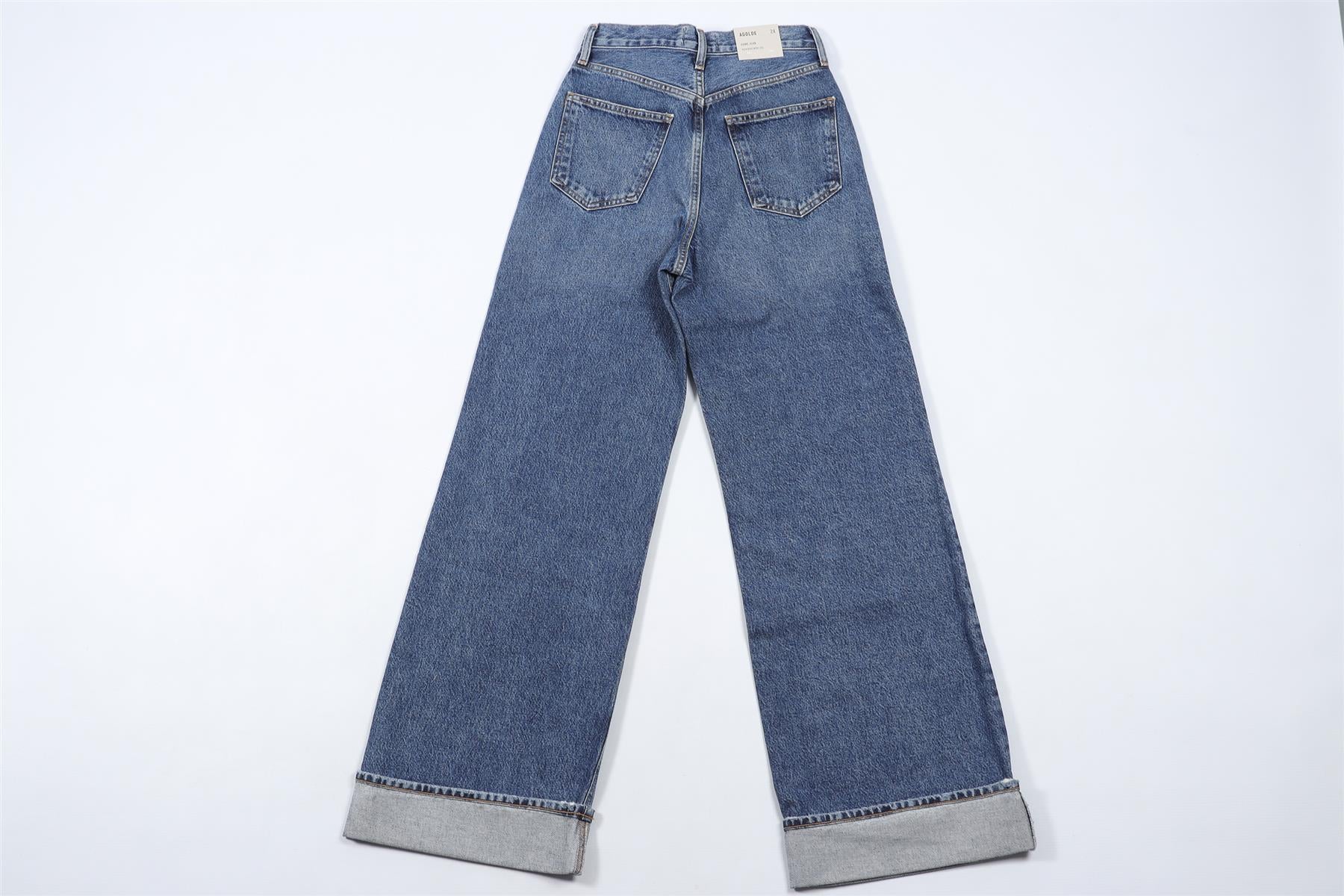 AGOLDE NAVY HIGH RISE WIDE LEG JEANS W24 UK 6