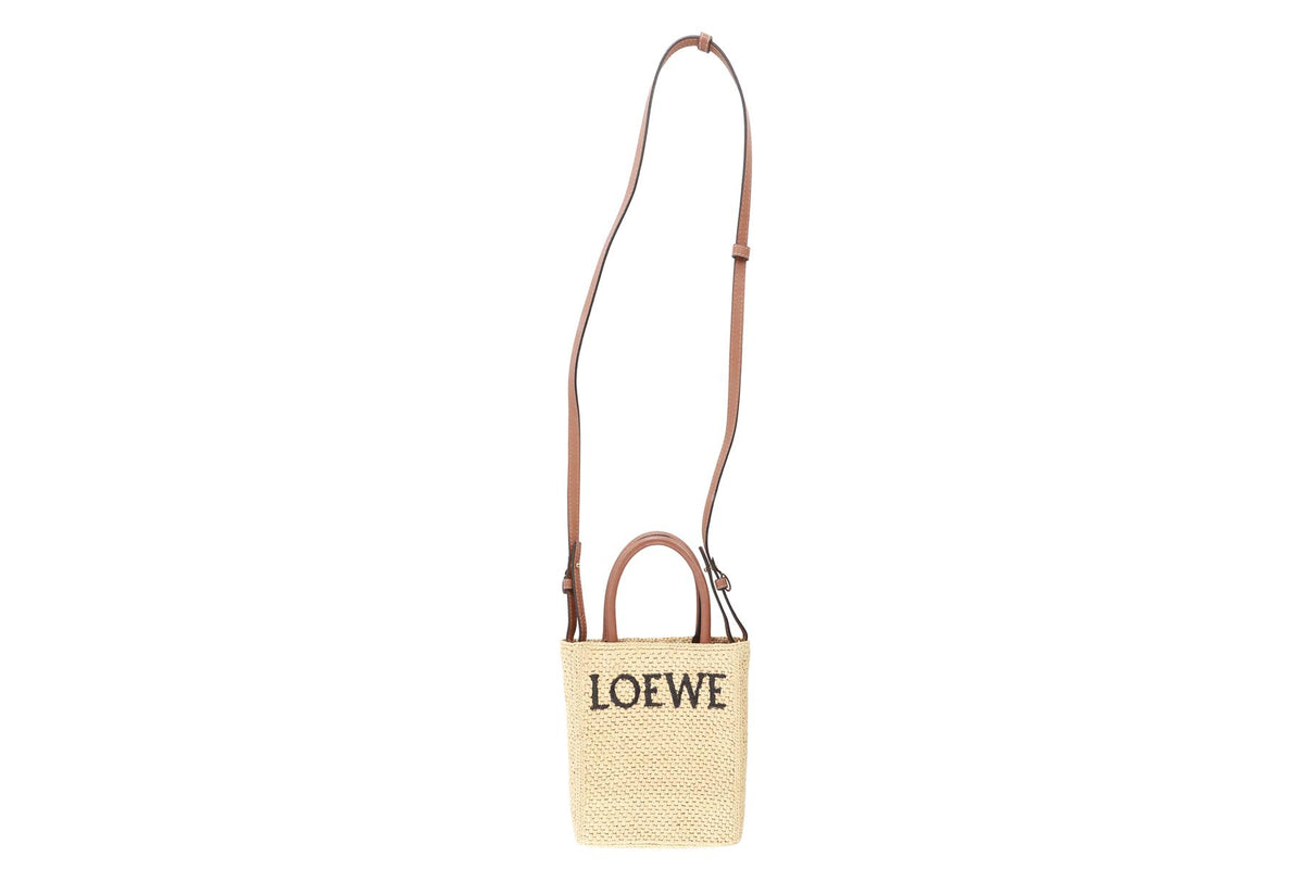 LOEWE BEIGE STANDARD A5 RAFFIA TOTE BAG
