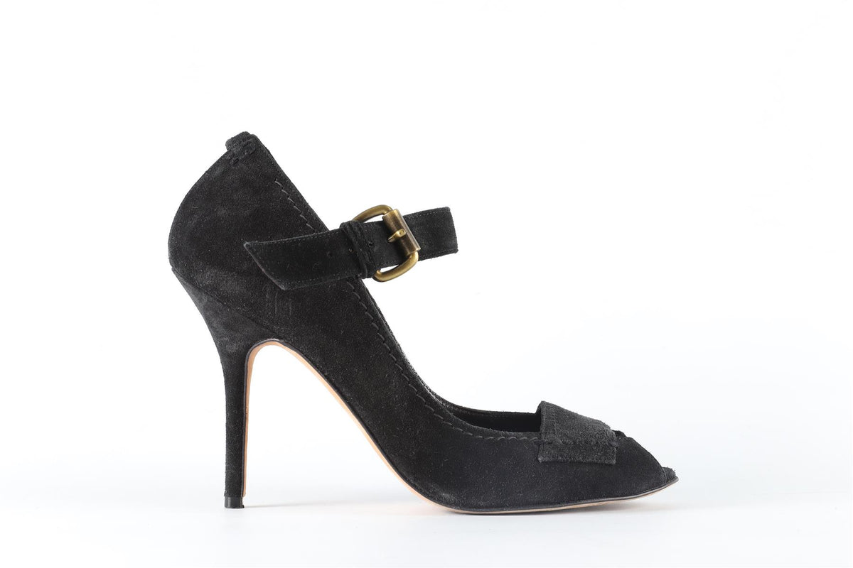 MANOLO BLAHNIK BLACK SUEDE PUMPS EU 39.5 UK 6.5 US 9.5