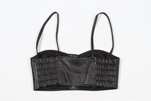 ALESSANDRA RICH BLACK CROPPED LEATHER TOP IT 40 UK 8