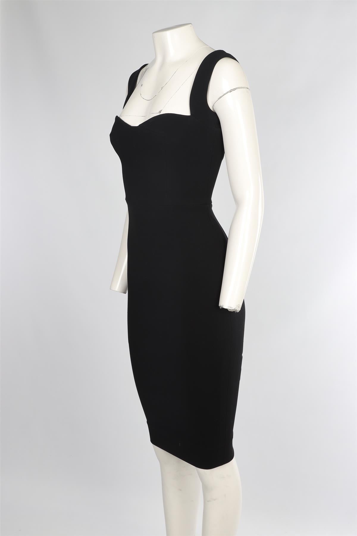 VICTORIA BECKHAM BLACK CADY MIDI DRESS UK 8