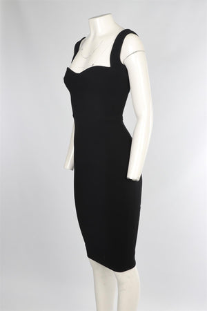 VICTORIA BECKHAM BLACK CADY MIDI DRESS UK 8