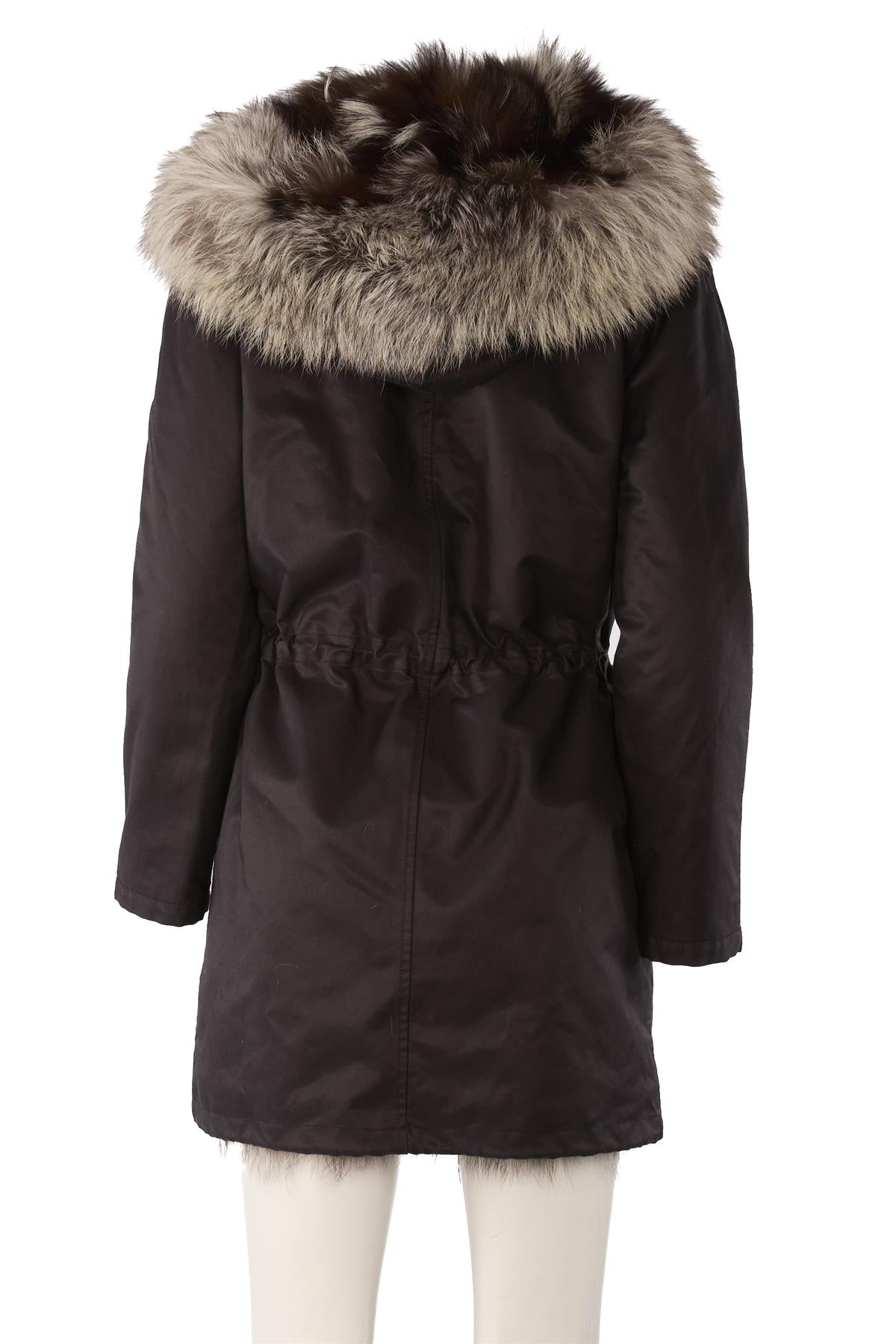 ARMY BY YVES SALOMON BLACK FOX FUR COAT FR 32 UK 4