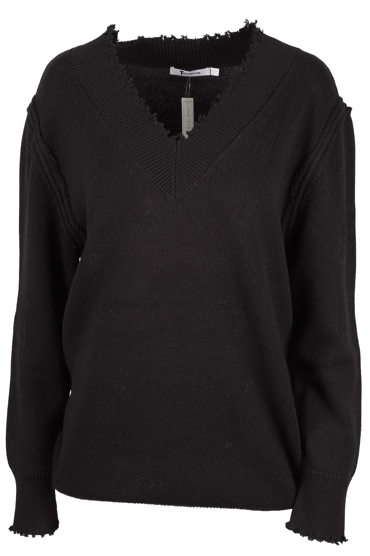 T BY ALEXANDER WANG BLACK WOOL SWEATER XSMALL