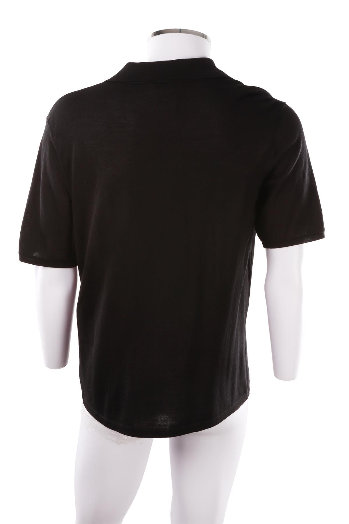 BLACK MEN'S WOOL POLO SHIRT