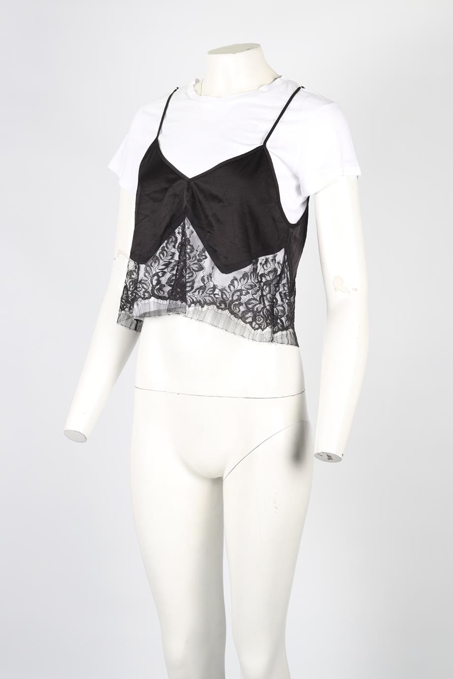 MICHELLE MASON LACE AND COTTON T-SHIRT SMALL
