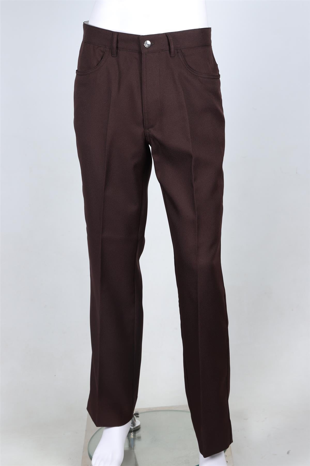SECOND LAYER BROWN MEN'S WOVEN STRAIGHT LEG PANTS IT 46 UK/US WAIST 30