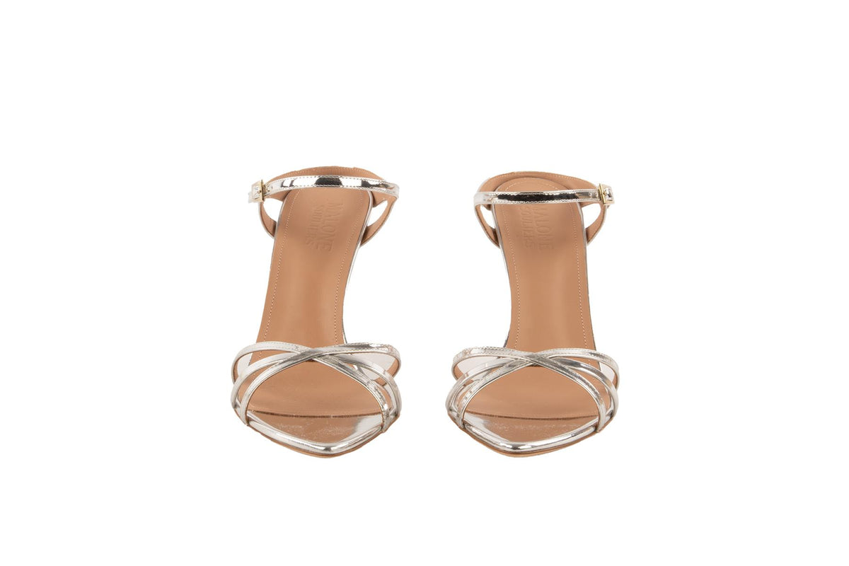 MALONE SOULIERS SILVER LEATHER MULES EU 39 UK 6 US 9