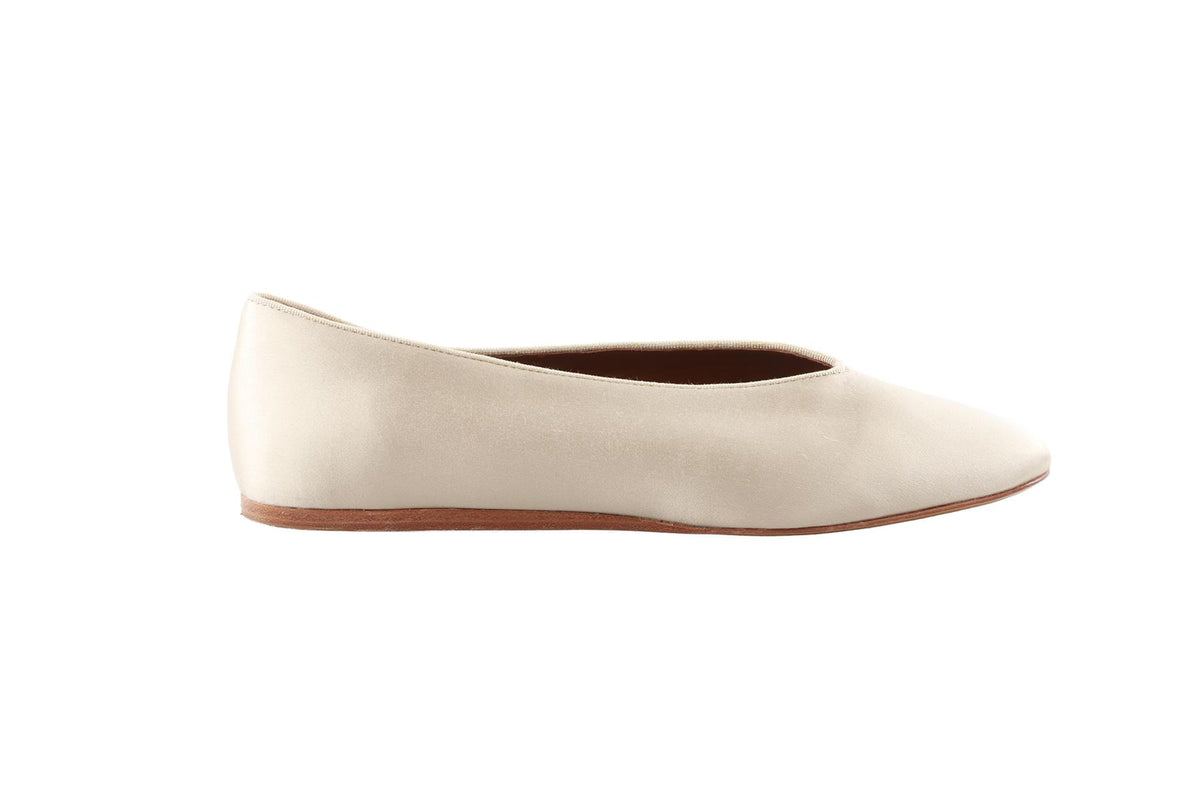 BERYL CREAM SATIN BALLET FLATS