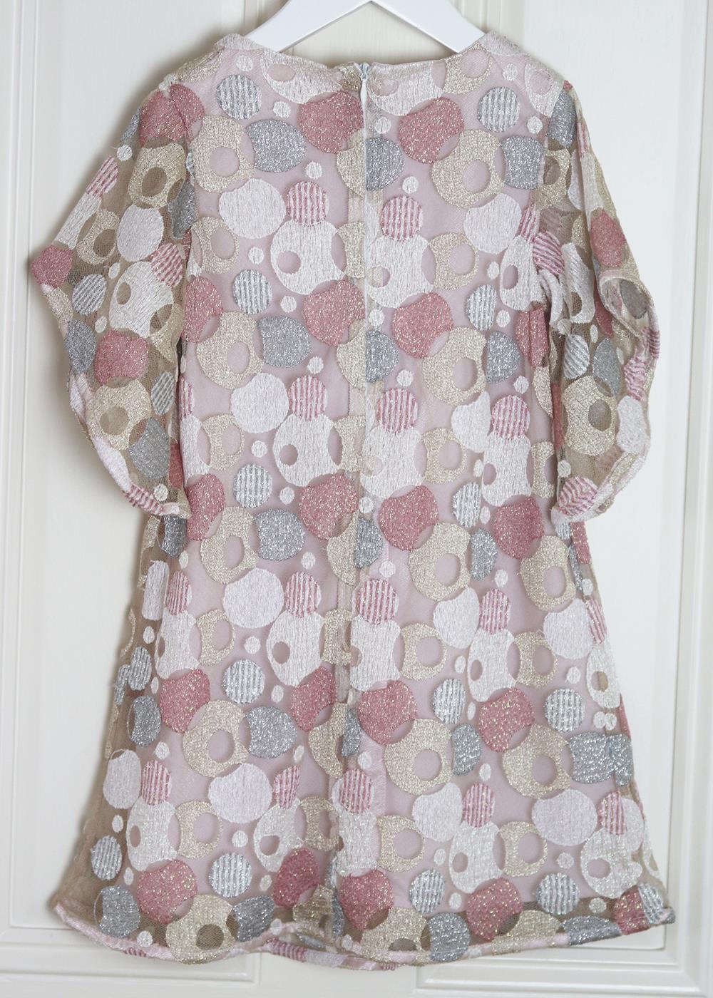 BLEU COMME GRIS KIDS GIRLS METALLIC EMBROIDERED DRESS 6 YEARS