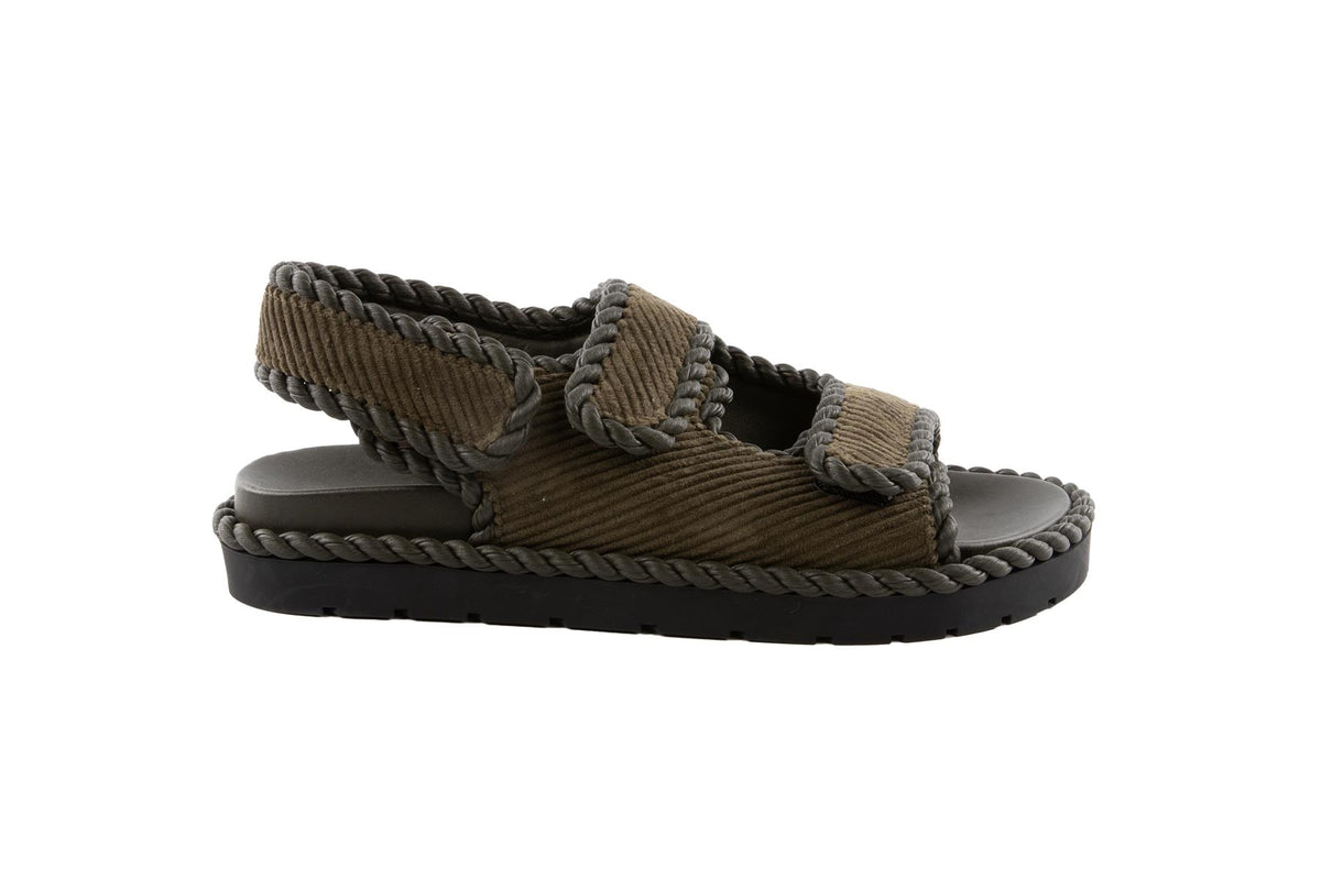 BOTTEGA VENETA GREEN JACK CORDUROY SANDALS EU 38 UK 5 US 8