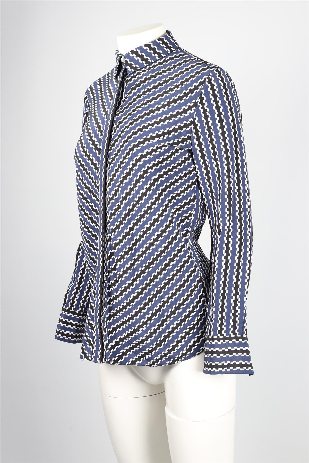 ALTUZARRA BLUE STRIPED SILK SHIRT FR 38 UK 10