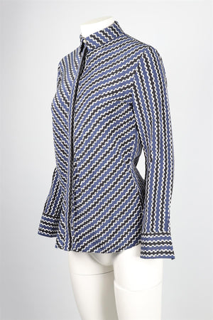 ALTUZARRA BLUE STRIPED SILK SHIRT FR 38 UK 10