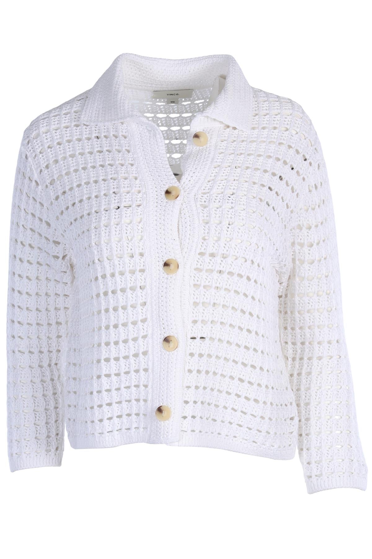 VINCE WHITE COTTON CARDIGAN UK 10