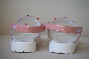 FENDI GIRLS PINK PATENT LEATHER SANDALS EU 25 UK 8