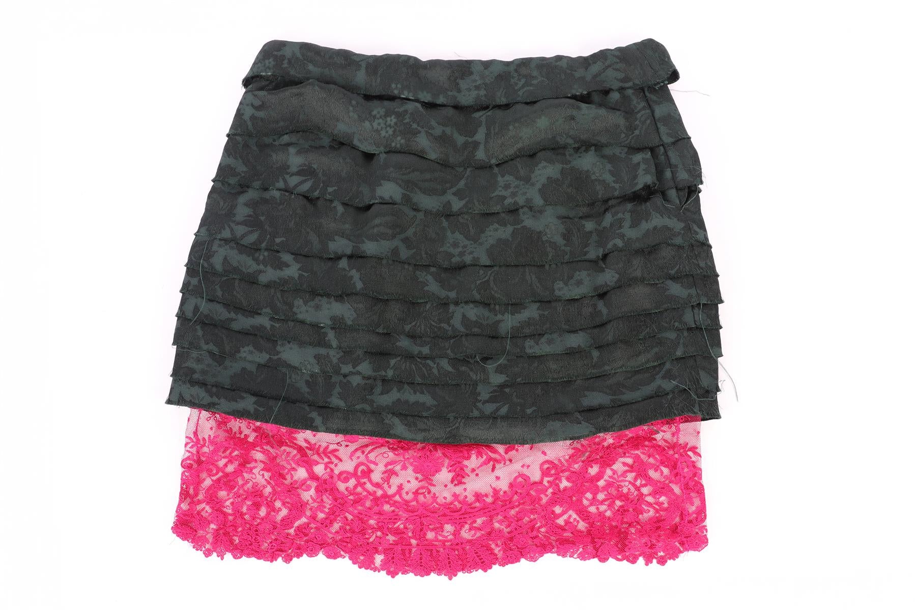 SAINT LAURENT GREEN 2025 SATIN MINI SKIRT FR 36 UK 8
