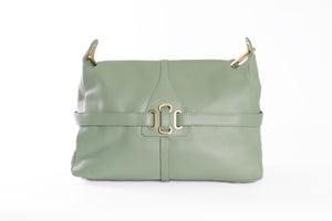 JIMMY CHOO GREEN TULITA LEATHER SHOULDER BAG