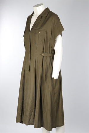 CELINE GREEN WOVEN MIDI DRESS FR 42 UK 14
