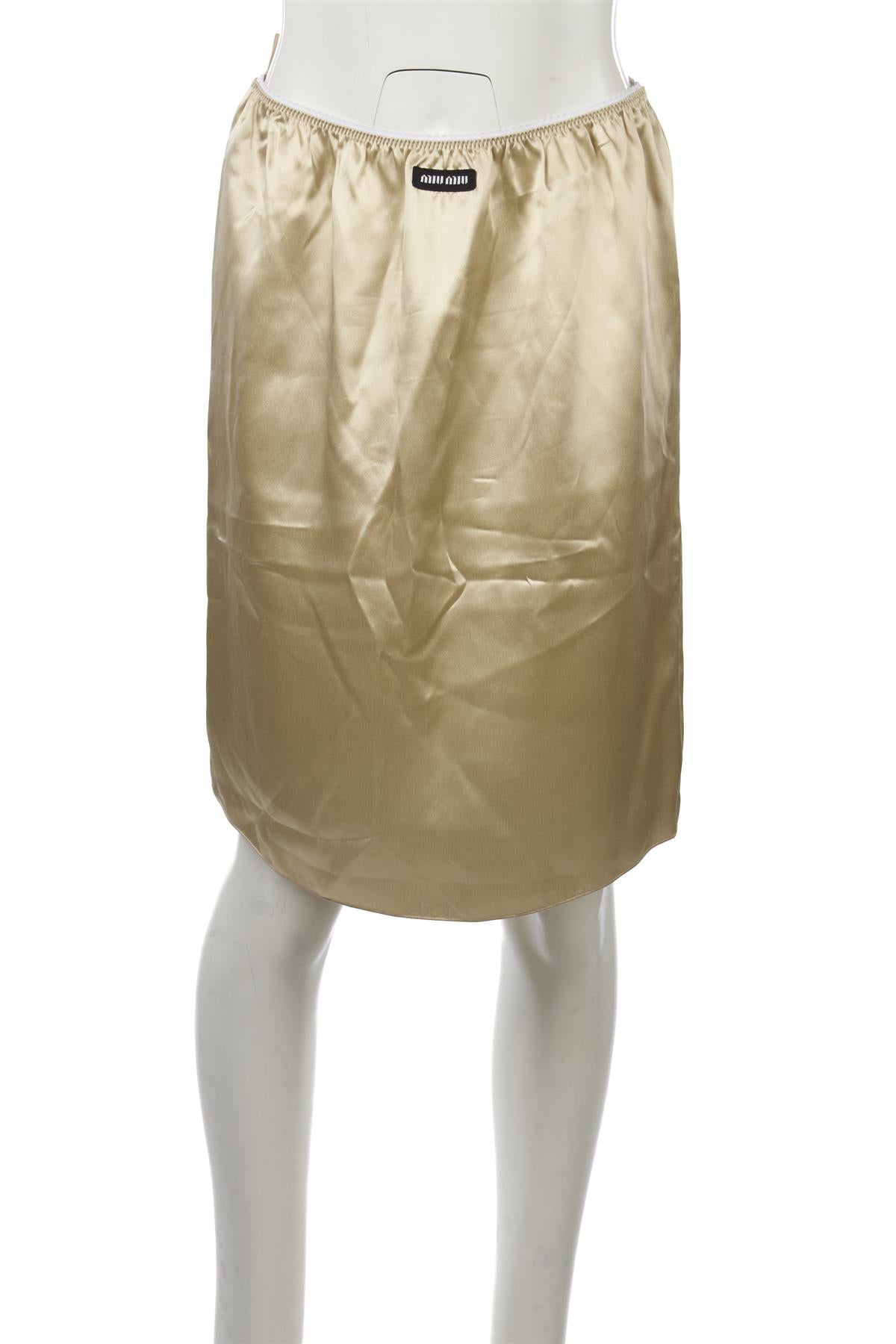 MIU MIU BEIGE SATIN MIDI SKIRT IT 40 UK 8