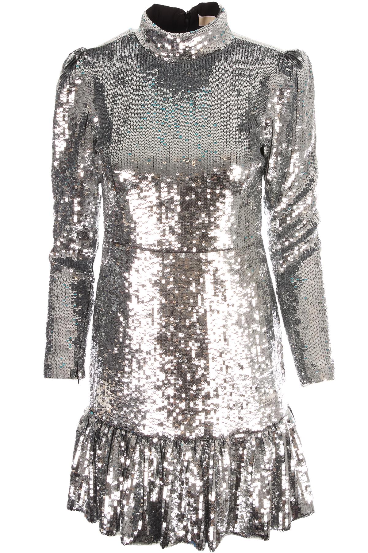 MICHAEL MICHAEL KORS SILVER SEQUIN MINI DRESS US 2 UK 6