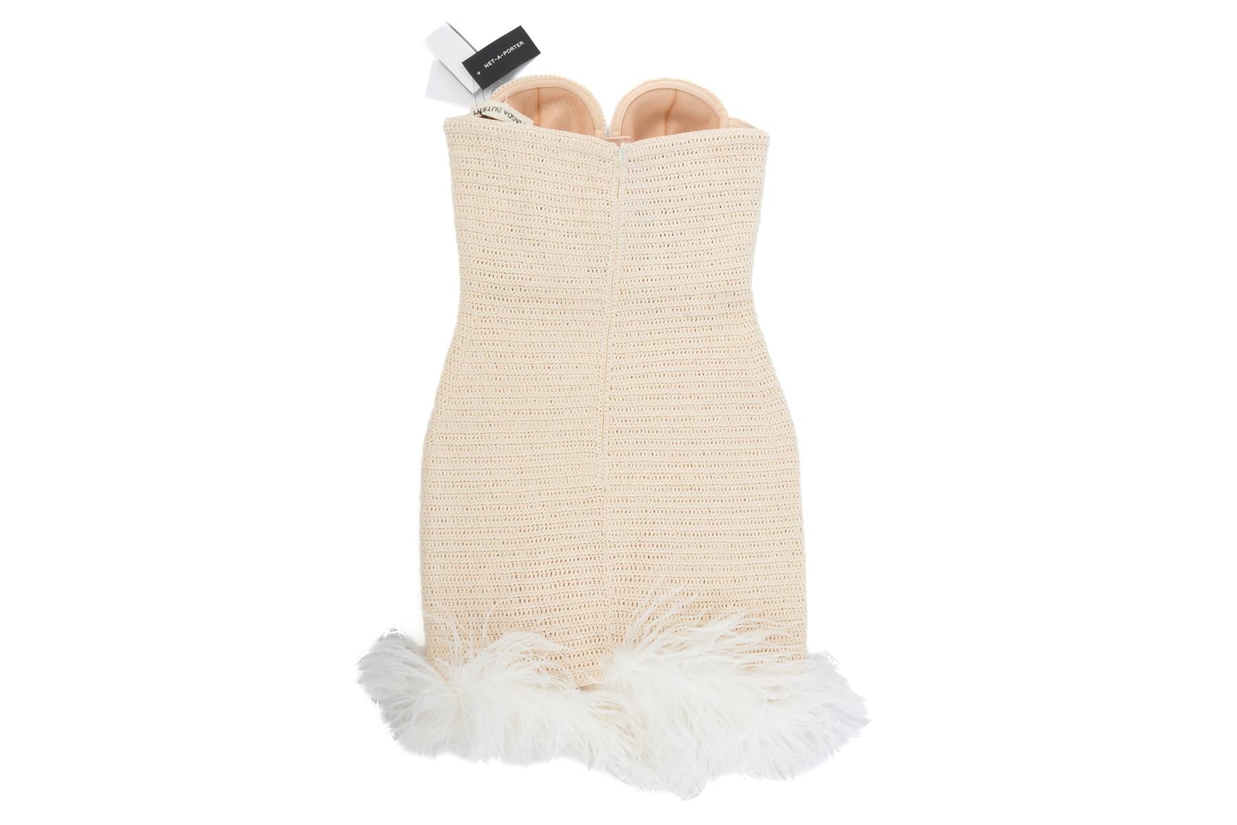 MAGDA BUTRYM CREAM CROCHET MINI DRESS FR 36