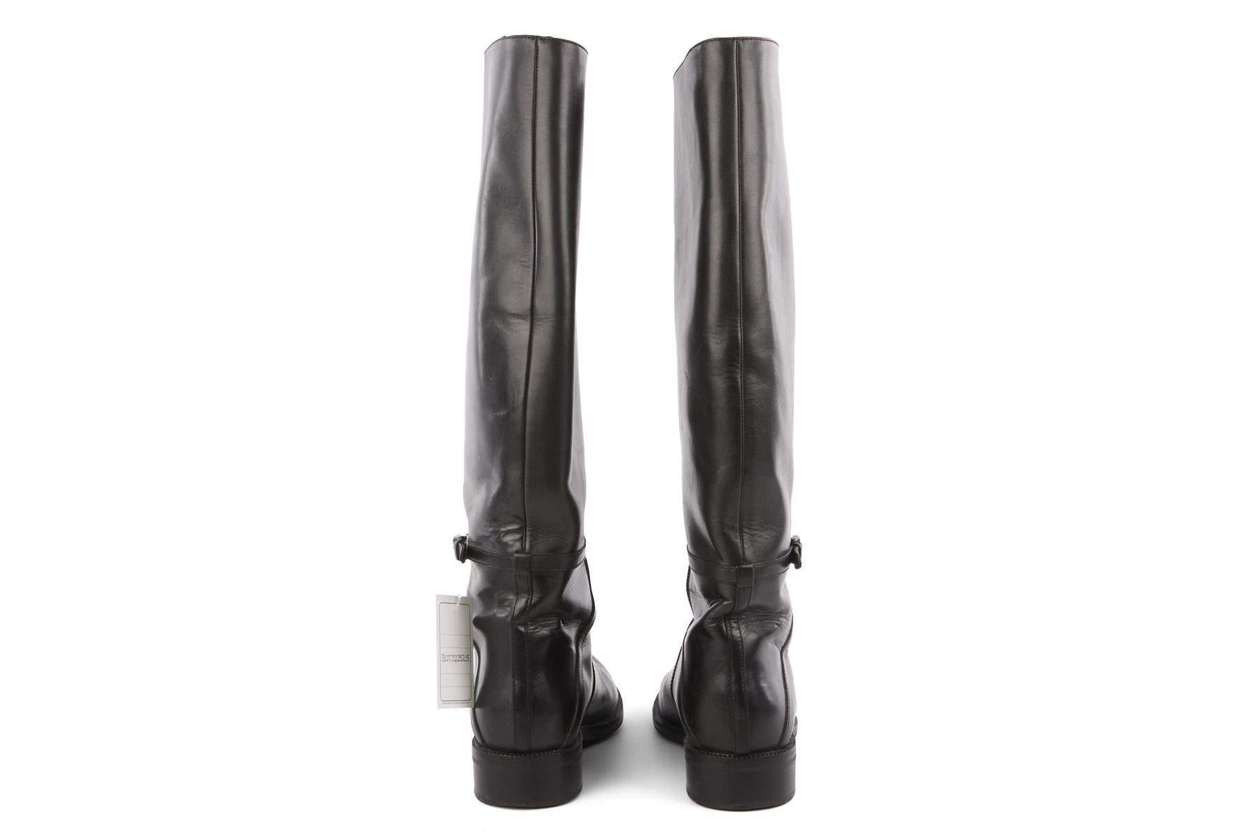 BOTTEGA VENETA BLACK LEATHER KNEE HIGH BOOTS EU 39.5 UK 6.5 US 9.5