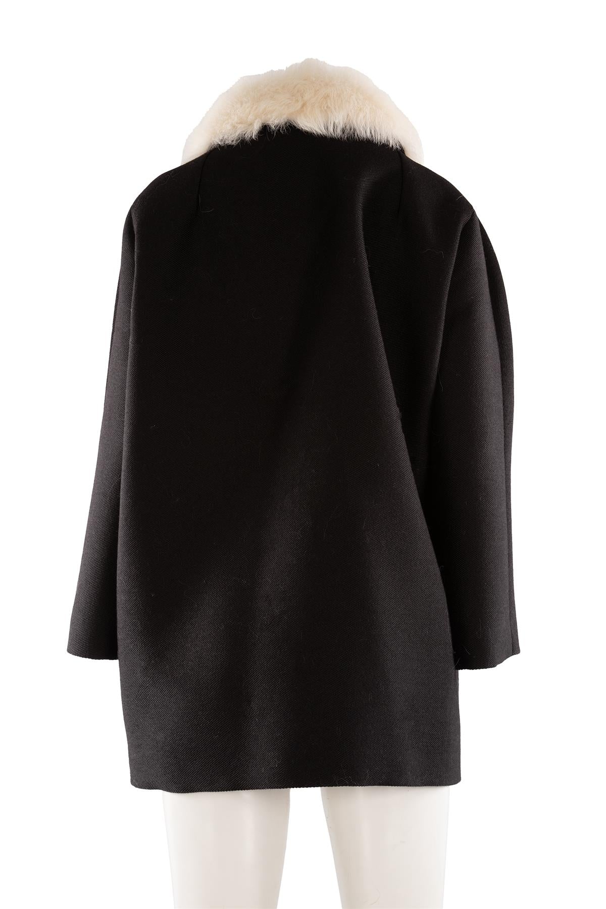 PRADA BLACK WOOL COAT IT 44 UK 12