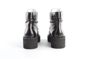 CHANEL BLACK 2022 LEATHER ANKLE BOOTS EU 40.5 UK 7.5 US 10.5