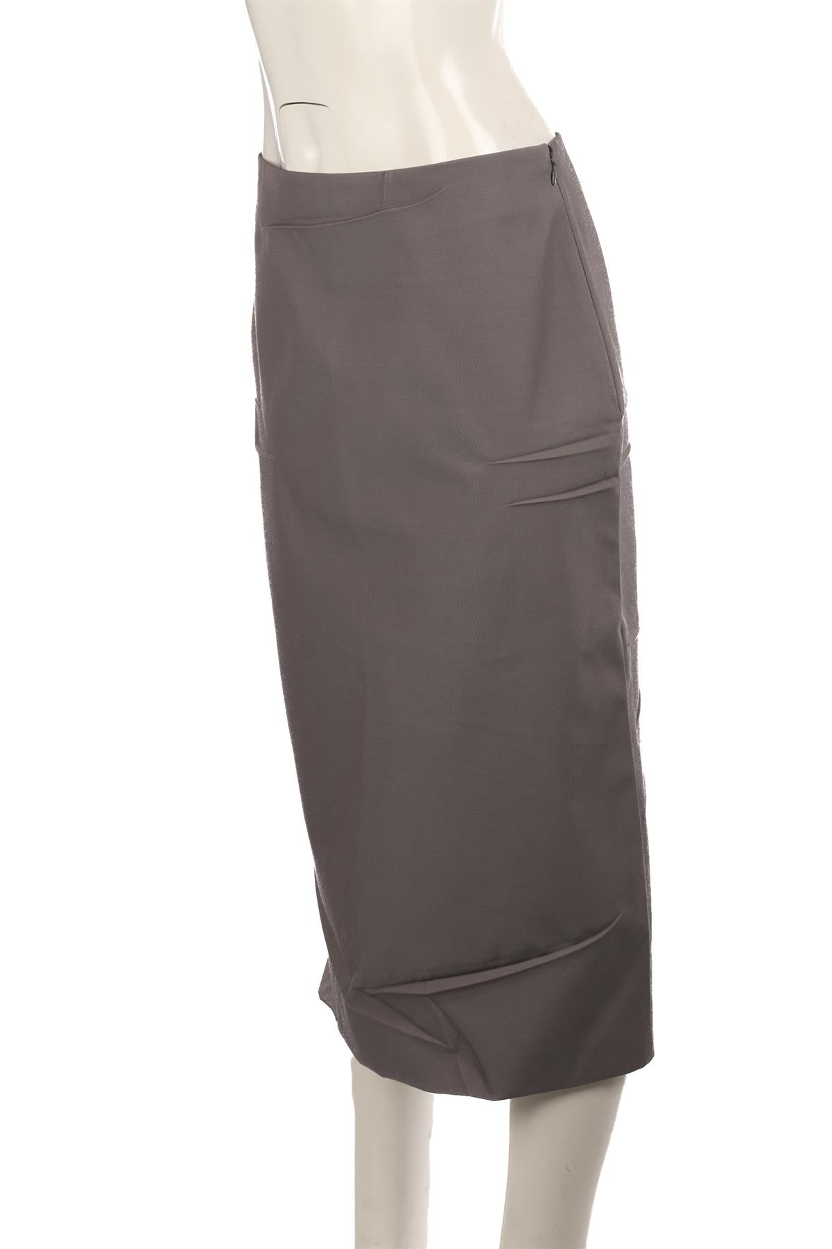 PRADA GREY WOOL MIDI SKIRT IT 42 UK 10