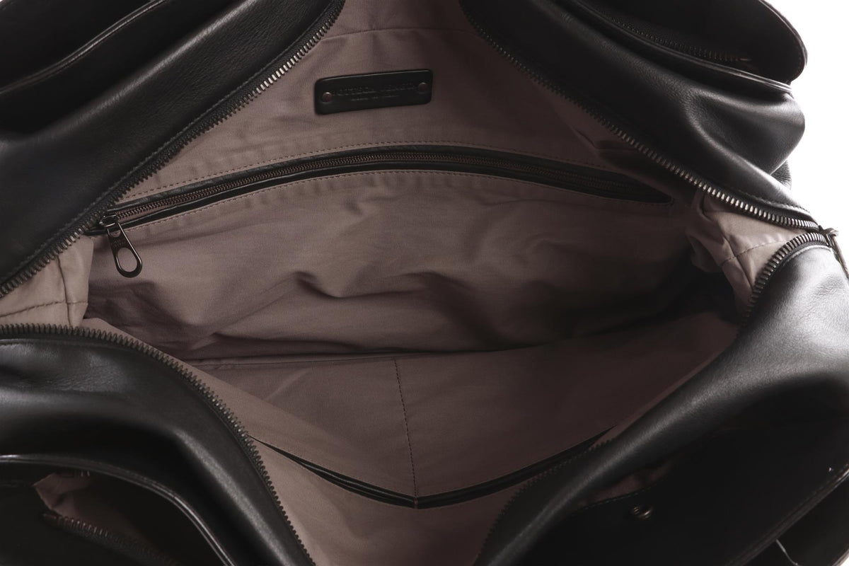 BOTTEGA VENETA BLACK MEN'S NERO LEATHER TOTE BAG