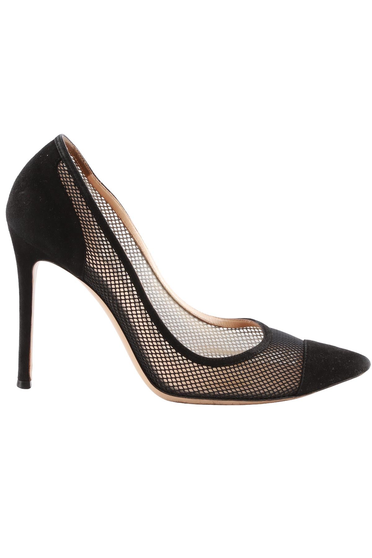 GIANVITO ROSSI BLACK MESH PUMPS EU 38.5 UK 5.5 US 8.5
