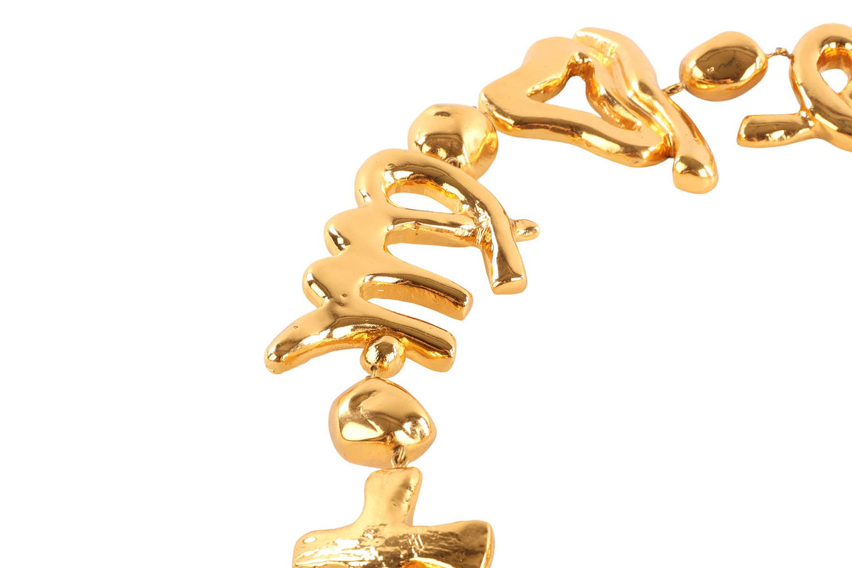 CHRISTIAN LACROIX GOLD ZODIAC GOLD TONE WAIST BELT