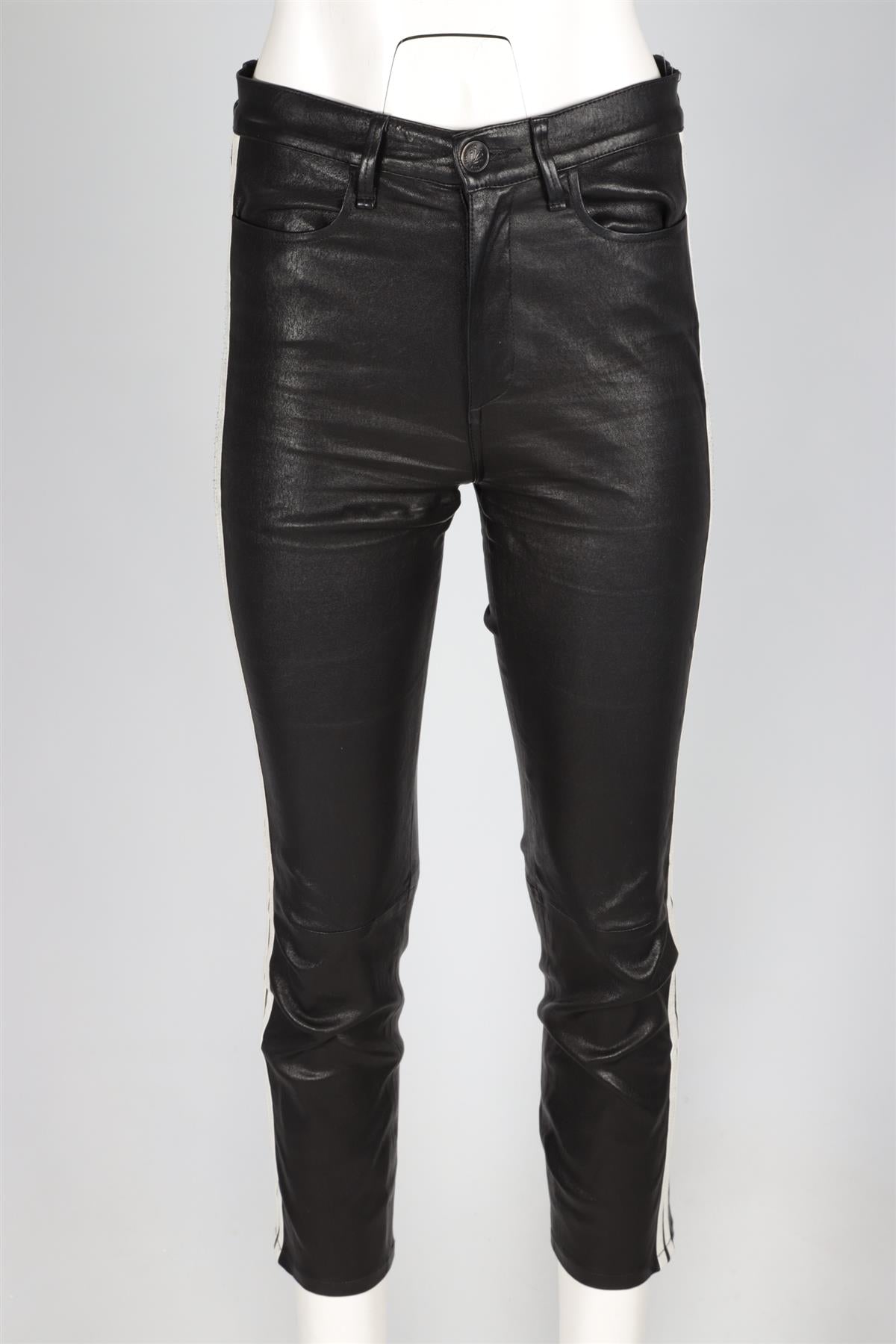RAG & BONE BLACK LEATHER SKINNY PANTS W27 UK 8-10