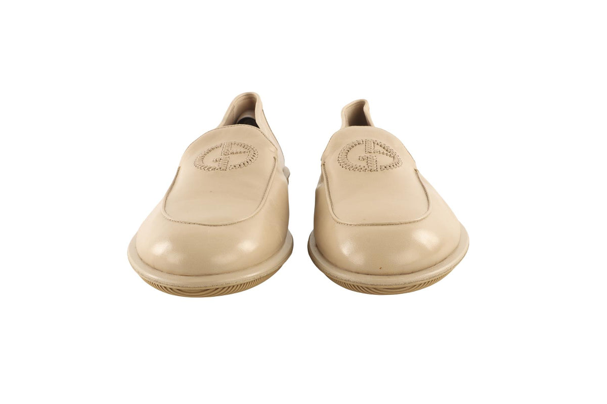 GIORGIO ARMANI BEIGE MEN'S LEATHER LOAFERS EU 42 UK 8 US 9