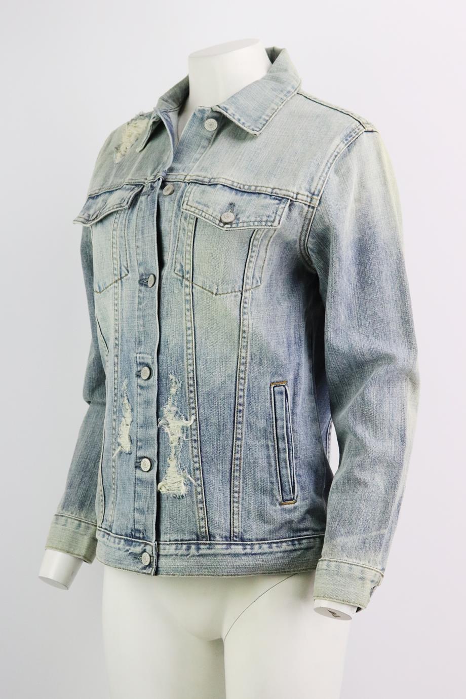RAILS APPLIQU?D DISTRESSED DENIM JACKET SMALL