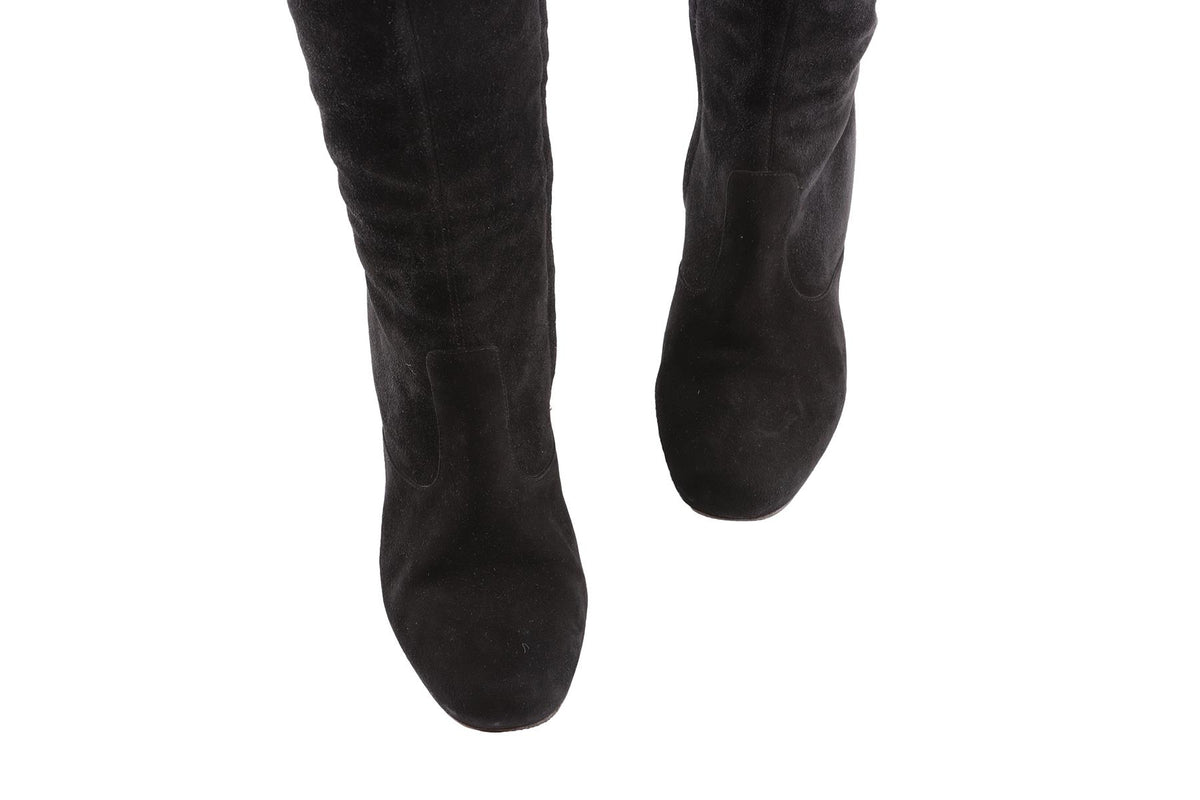 SAINT LAURENT BLACK SUEDE OVER THE KNEE BOOTS EU 39.5 UK 6.5 US 9.5