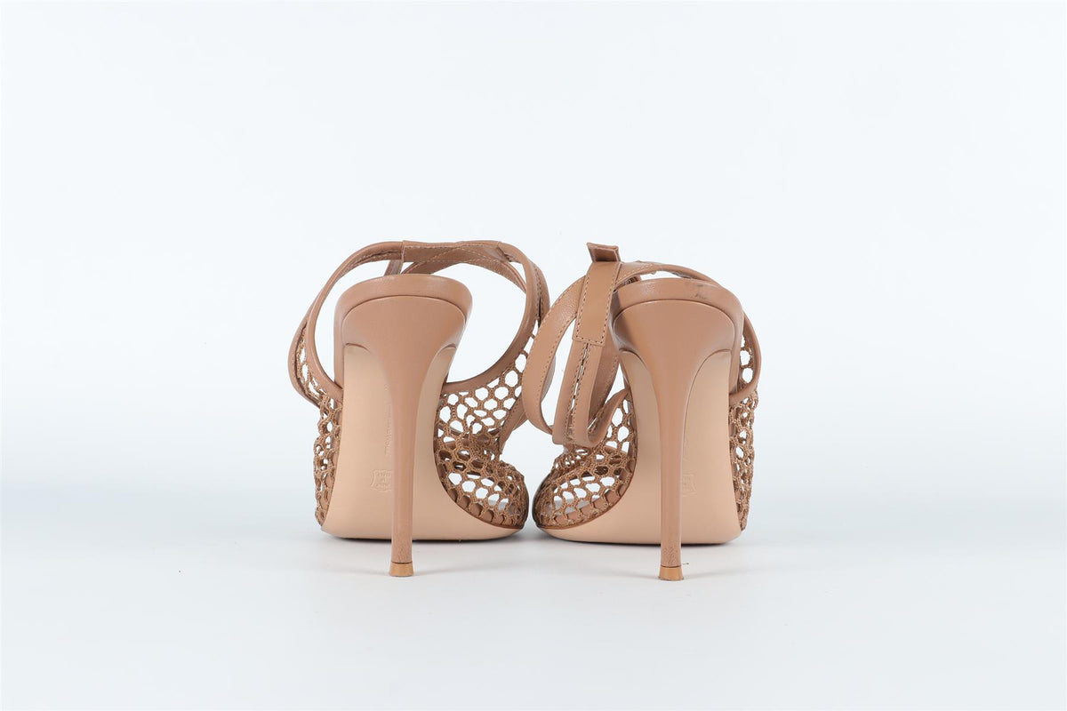 GIANVITO ROSSI NUDE MESH SANDALS EU 39.5 UK 6.5 US 9.5