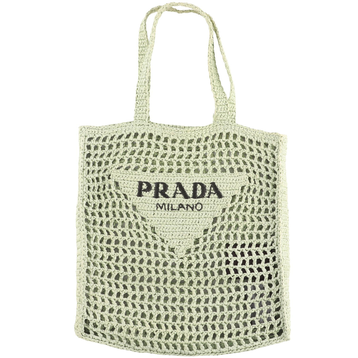 PRADA GREEN RAFFIA TOTE BAG