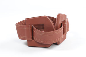 JOHANNA ORTIZ BROWN LEATHER WAIST BELT US 4 UK 8